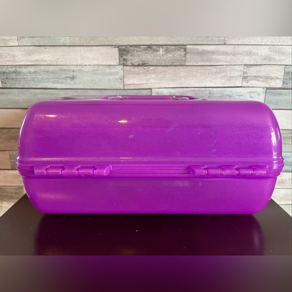 Caboodles On The Go Girl Makeup Beauty Case w/Mirror Purple Sparkles Lips Logo - Picture 2 of 10